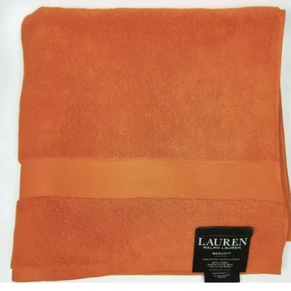 RALPH LAUREN WESCOTT Summer Orange Premium Soft Cotton Bath Towel 30"x 56” NWT - Picture 5 of 9
